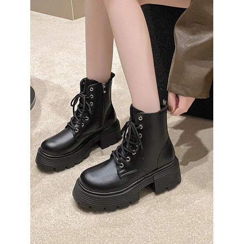 厚底馬丁靴女款2026新款秋冬加絨棉靴英倫風短靴軟底防滑瘦瘦靴 厚底馬丁靴女款2026新款秋冬加絨棉靴英倫風短靴軟底防滑瘦瘦靴