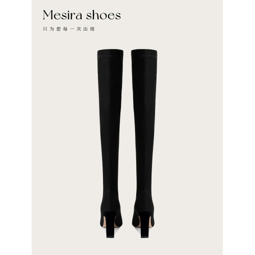 黑色彈力瘦瘦靴女粗跟尖頭高筒過膝長靴顯瘦百搭禦姐性感氣質襪靴 黑色彈力瘦瘦靴女粗跟尖頭高筒過膝長靴顯瘦百搭禦姐性感氣質襪靴