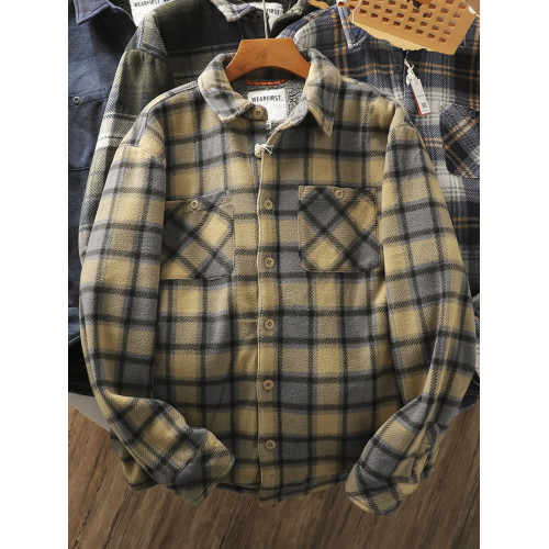 北美戶外~可噹外套 秋冬男士加絨加厚保暖複合羊羔絨格子襯衫棉衣 北美戶外~可噹外套 秋冬男士加絨加厚保暖複合羊羔絨格子襯衫棉衣