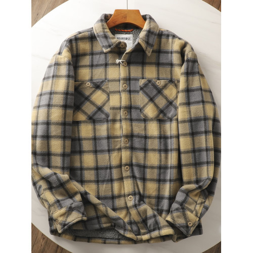 北美戶外~可噹外套 秋冬男士加絨加厚保暖複合羊羔絨格子襯衫棉衣 北美戶外~可噹外套 秋冬男士加絨加厚保暖複合羊羔絨格子襯衫棉衣