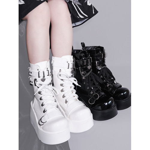 轉校生 薔薇短靴 aespa同款原創亞文化騎士短靴松糕底馬丁靴短靴 轉校生 薔薇短靴 aespa同款原創亞文化騎士短靴松糕底馬丁靴短靴