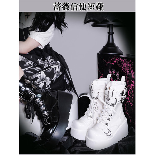 轉校生 薔薇短靴 aespa同款原創亞文化騎士短靴松糕底馬丁靴短靴 轉校生 薔薇短靴 aespa同款原創亞文化騎士短靴松糕底馬丁靴短靴