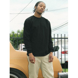 shakawear美式西海岸秋冬純色嘻哈長袖大碼小領口寬鬆重磅打底t恤