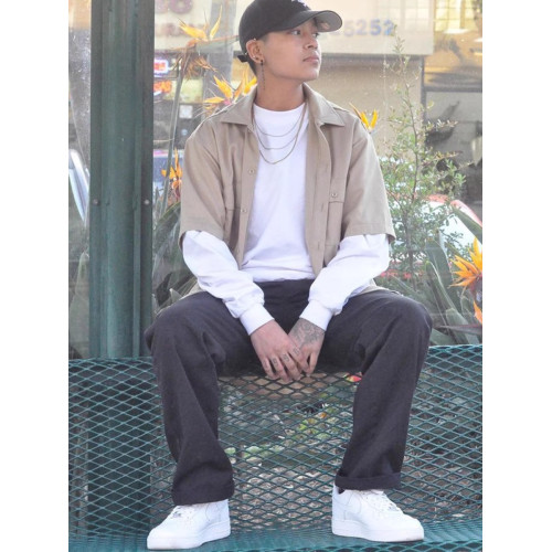 shakawear美式西海岸秋冬純色嘻哈長袖大碼小領口寬鬆重磅打底t恤 shakawear美式西海岸秋冬純色嘻哈長袖大碼小領口寬鬆重磅打底t恤