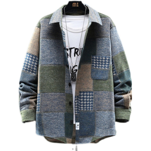 春秋季磨毛格子襯衫男潮流寬鬆胖子加肥加大碼男裝長袖襯衣外套潮 春秋季磨毛格子襯衫男潮流寬鬆胖子加肥加大碼男裝長袖襯衣外套潮