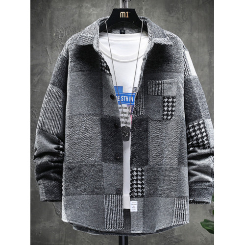 春秋季磨毛格子襯衫男潮流寬鬆胖子加肥加大碼男裝長袖襯衣外套潮 春秋季磨毛格子襯衫男潮流寬鬆胖子加肥加大碼男裝長袖襯衣外套潮