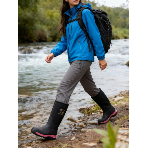 秋冬女士高筒戶外防水雨鞋厚底耐磨膠鞋保暖透氣防水靴抗凍膠靴