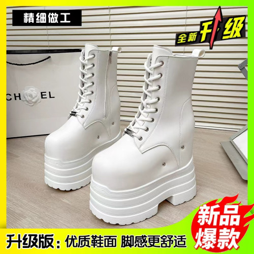 超級漫展cosplay增高20Cm馬丁靴演出增高顯瘦男女同款百搭單靴 超級漫展cosplay增高20Cm馬丁靴演出增高顯瘦男女同款百搭單靴