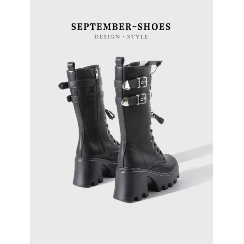 男女同款龐克增高騎士靴女厚底粗跟哥特風長筒靴小個子高筒馬丁靴 男女同款龐克增高騎士靴女厚底粗跟哥特風長筒靴小個子高筒馬丁靴