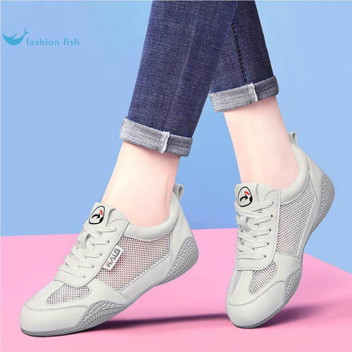 真皮軟底網面透氣輕便小白鞋網鞋女2026春夏季薄款運動跑步休閒鞋