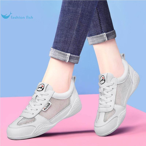 真皮軟底網面透氣輕便小白鞋網鞋女2026春夏季薄款運動跑步休閒鞋
