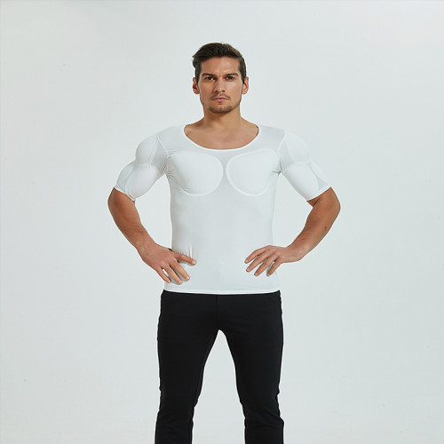新款無痕白色假肌肉衣服男士t恤隱形仿真假胸肌假腹肌墊肩增肥cos 新款無痕白色假肌肉衣服男士t恤隱形仿真假胸肌假腹肌墊肩增肥cos