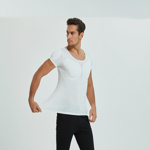 新款無痕白色假肌肉衣服男士t恤隱形仿真假胸肌假腹肌墊肩增肥cos 新款無痕白色假肌肉衣服男士t恤隱形仿真假胸肌假腹肌墊肩增肥cos