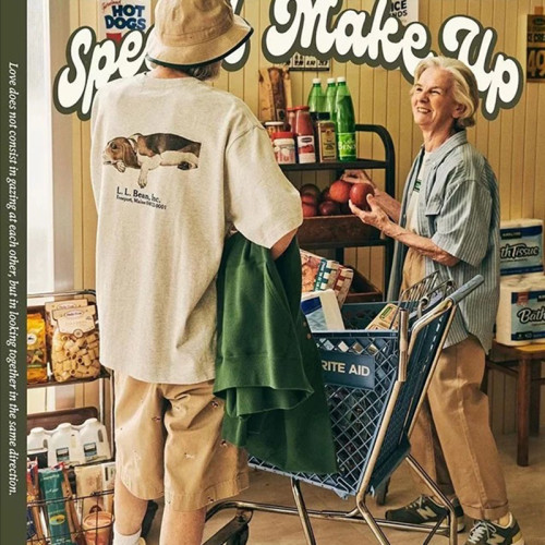 LLBEAN聯名BEAMS日系美式復古動物印花短袖戶外休閒寬鬆情侶裝T恤