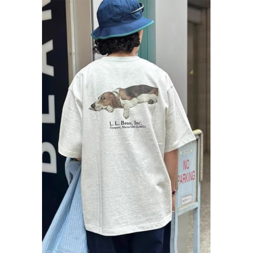 LLBEAN聯名BEAMS日系美式復古動物印花短袖戶外休閒寬鬆情侶裝T恤