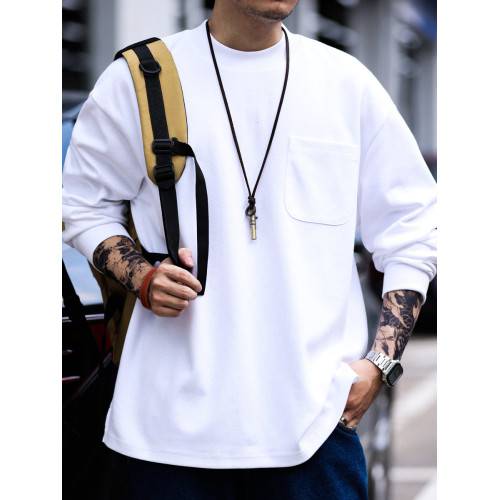 BGYO 美式休閒300G重磅小領口長袖T恤男士寬鬆口袋設計簡約打底衫 BGYO 美式休閒300G重磅小領口長袖T恤男士寬鬆口袋設計簡約打底衫