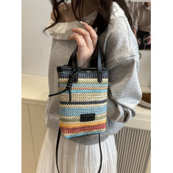 波西米亞草編包女夏季2025新款時尚手提編織手機包海邊沙灘斜後後背包