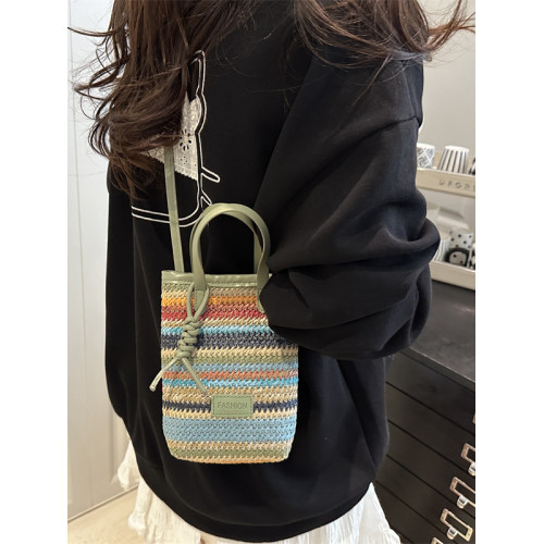 波西米亞草編包女夏季2025新款時尚手提編織手機包海邊沙灘斜後後背包