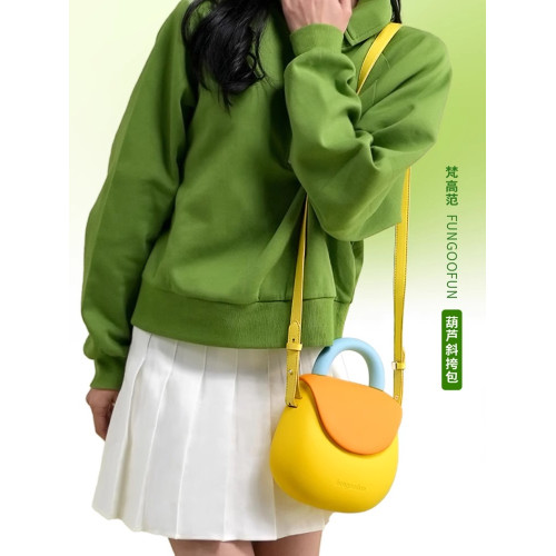 梵高範葫蘆包斜背手提包女士輕便防水小拎包高級感一二同款小黃包