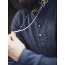 馬登工裝 美式復古華夫格針織亨利衫修身阿美哢嘰純色長袖T恤男春