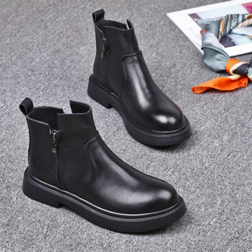 歐洲站2025秋冬真皮女靴短筒馬丁靴女平底靴雙拉鍊短靴女單靴潮女 歐洲站2025秋冬真皮女靴短筒馬丁靴女平底靴雙拉鍊短靴女單靴潮女