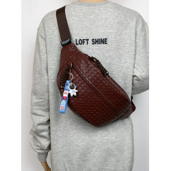 pu編織胸包男女生斜後後背包簡約休閒通勤包騎行包機車後後背包運動單肩包