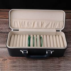 手鐲收納盒15位翡翠玉鐲收納多位大容量家用可攜式手提箱高檔手鐲箱