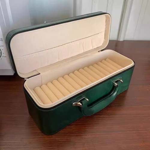 手鐲收納盒15位翡翠玉鐲收納多位大容量家用可攜式手提箱高檔手鐲箱