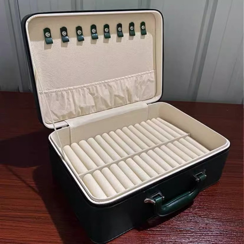 手鐲收納盒15位翡翠玉鐲收納多位大容量家用可攜式手提箱高檔手鐲箱