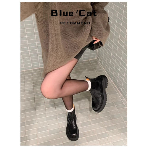 藍貓先生真皮復古切爾西靴2024年新款英倫風短筒厚底馬丁靴女短靴 藍貓先生真皮復古切爾西靴2024年新款英倫風短筒厚底馬丁靴女短靴