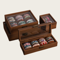 高檔手錶盒帶蓋防塵水晶手鏈手串首飾收納盒手錶彿珠文玩展示盒子