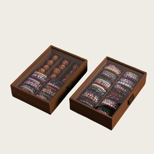 高檔手錶盒帶蓋防塵水晶手鏈手串首飾收納盒手錶彿珠文玩展示盒子