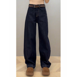 彎刀牛仔褲女顯瘦香蕉褲春窄版濶腿褲小個子百搭寬鬆鐮刀拖地長褲