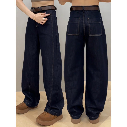 彎刀牛仔褲女顯瘦香蕉褲春窄版濶腿褲小個子百搭寬鬆鐮刀拖地長褲