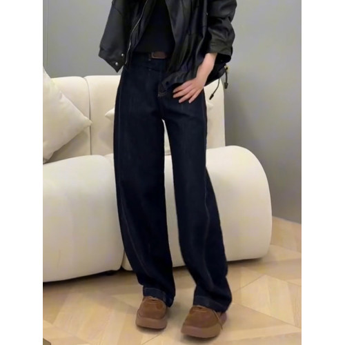 彎刀牛仔褲女顯瘦香蕉褲春窄版濶腿褲小個子百搭寬鬆鐮刀拖地長褲