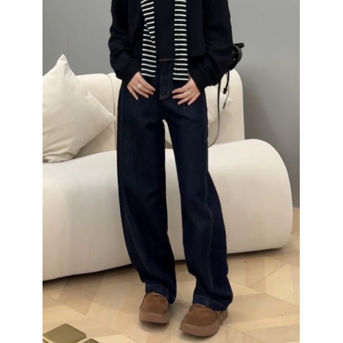 彎刀牛仔褲女顯瘦香蕉褲春窄版濶腿褲小個子百搭寬鬆鐮刀拖地長褲