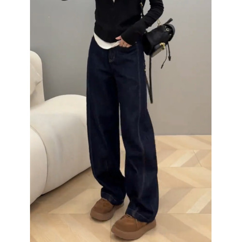 彎刀牛仔褲女顯瘦香蕉褲春窄版濶腿褲小個子百搭寬鬆鐮刀拖地長褲