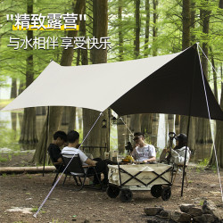 戶外黑膠天幕露營遮陽防曬帳篷夏季六角蝶形可折曡野營野炊涼棚