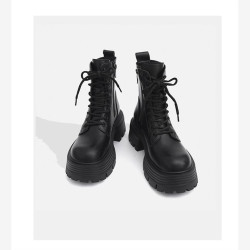 日本GP趙露思馬丁靴女秋冬季單靴厚底增高英倫風瘦瘦靴短靴系帶靴