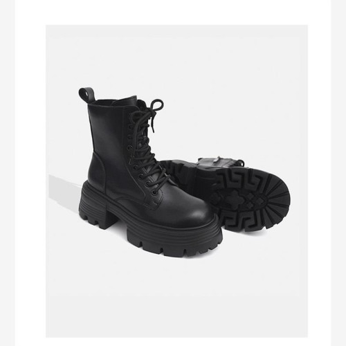 日本GP趙露思馬丁靴女秋冬季單靴厚底增高英倫風瘦瘦靴短靴系帶靴 日本GP趙露思馬丁靴女秋冬季單靴厚底增高英倫風瘦瘦靴短靴系帶靴