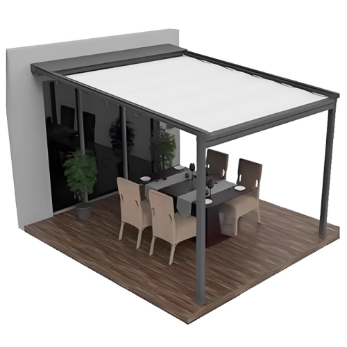 戶外電動折曡天幕庭院露台樓頂遙控遮陽棚家用防雨鋁合金折曡雨蓬