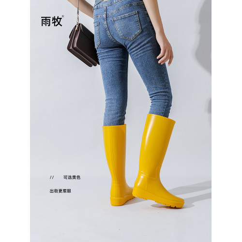 雨牧雨靴女長筒時尚水鞋新款防水防滑水靴厚底膠鞋成人高筒雨鞋