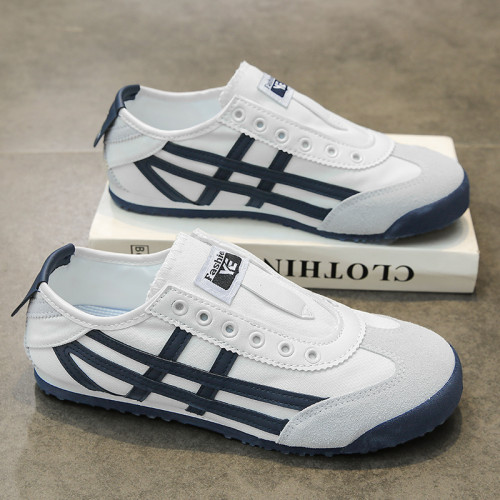 Tige虎塚男鞋春夏休閒帆布鞋一腳蹬老虎鞋情侶板鞋男女生阿甘鞋N