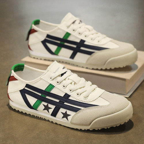 Tige虎塚男鞋春夏休閒帆布鞋一腳蹬老虎鞋情侶板鞋男女生阿甘鞋N