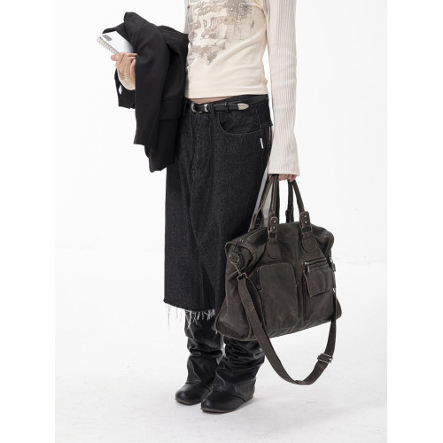 ThisTrip原創小衆復古水洗通勤機車腋下包大容量多口袋托特包