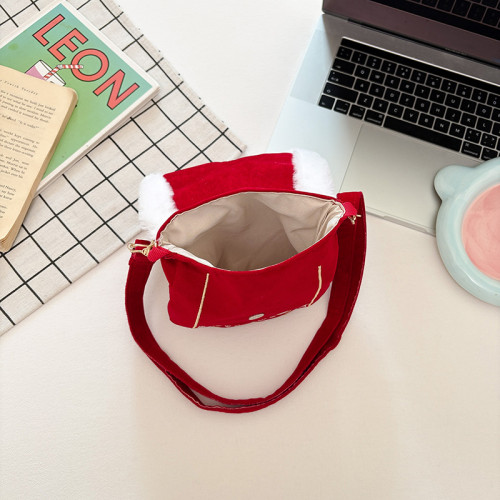 春夏季新年紅色馬鞍包包女2026新款精美刺綉醒獅兒童斜後後背包手機包