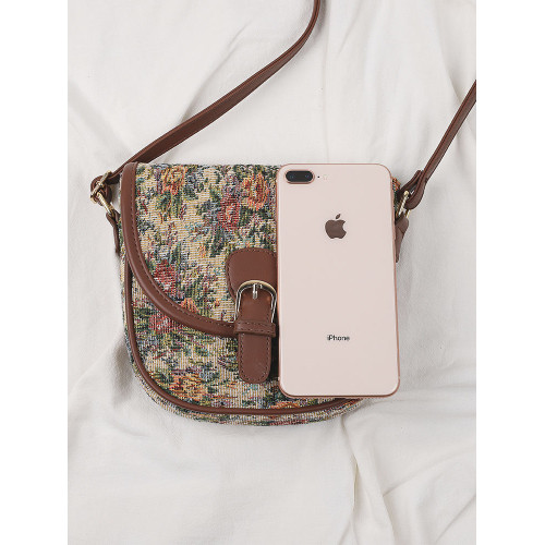 森系百搭文藝馬鞍包民族風復古小包包夏季小清新帆布袋女單肩斜背