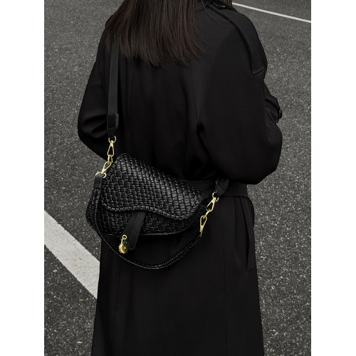 編織包包女2026新款高級質感春夏季復古單肩斜後後背包女士手提馬鞍包