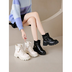 加絨馬丁靴女2026新款冬季英倫風洋氣小短靴厚底增高保暖雪地棉靴