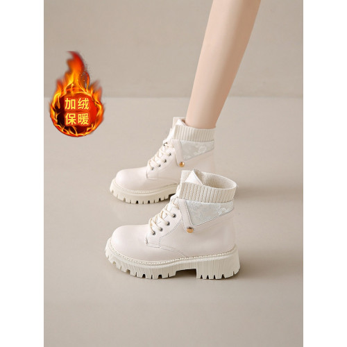 加絨馬丁靴女2026新款冬季英倫風洋氣小短靴厚底增高保暖雪地棉靴 加絨馬丁靴女2026新款冬季英倫風洋氣小短靴厚底增高保暖雪地棉靴